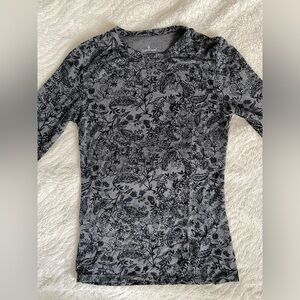 Cuddl Duds Black Floral Long Sleeve Top